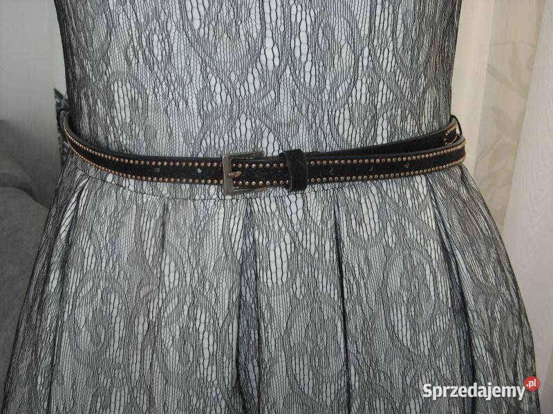 Sukienka szaro czarna koronka zara s