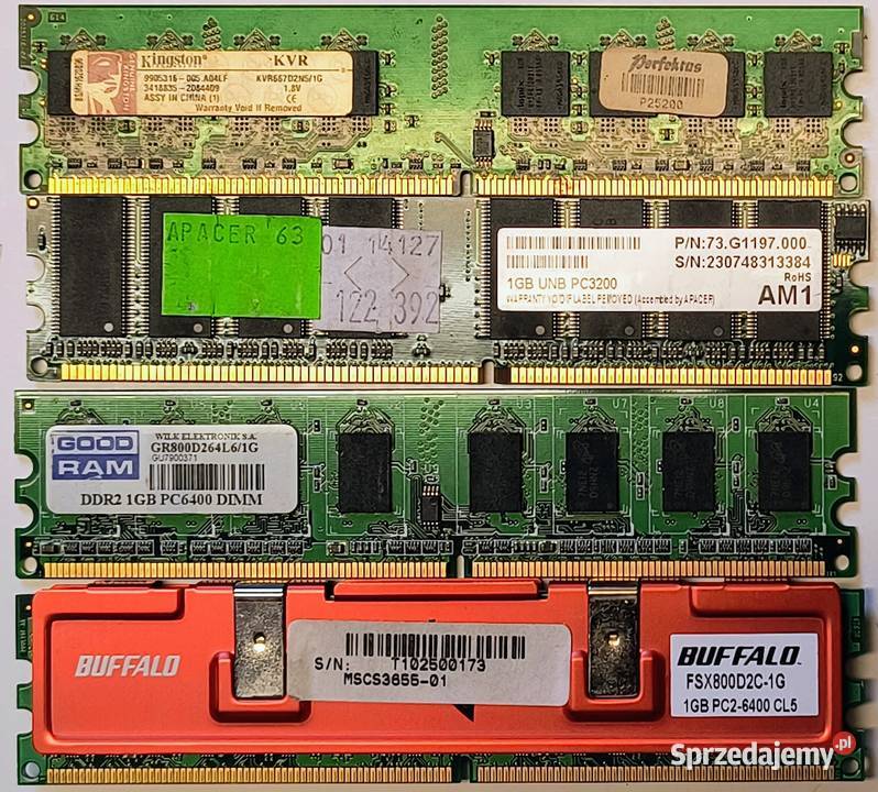 Kości 1GB komplety i pojedyncze sztuki Bielsko-Biała sprzedam