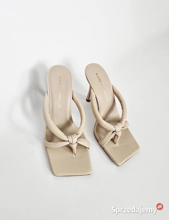 Nowe skórzane klapki na obcasie Karen Millen 36 Warszawa