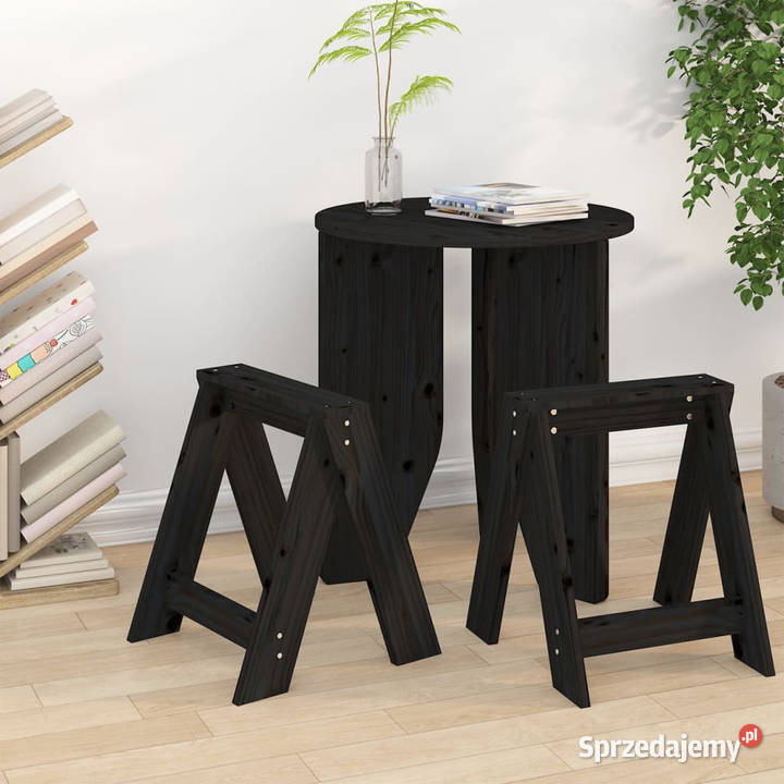 Stołki 2 czarne 40x40x45 lite drewno sosnowe Warszawa sprzedam