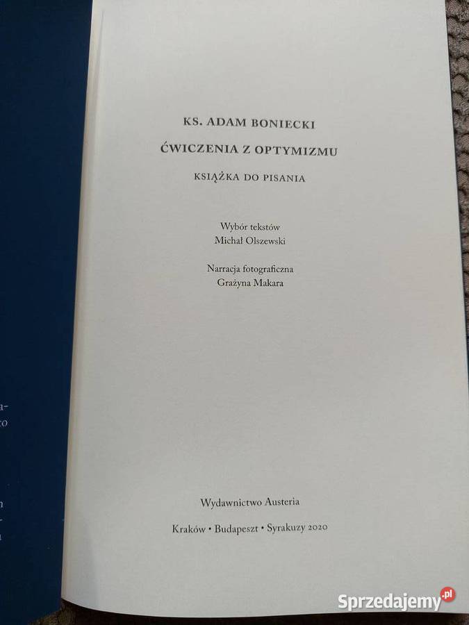 Ks Adam Boniecki Ćwiczenia z optymizmu książka Kraków