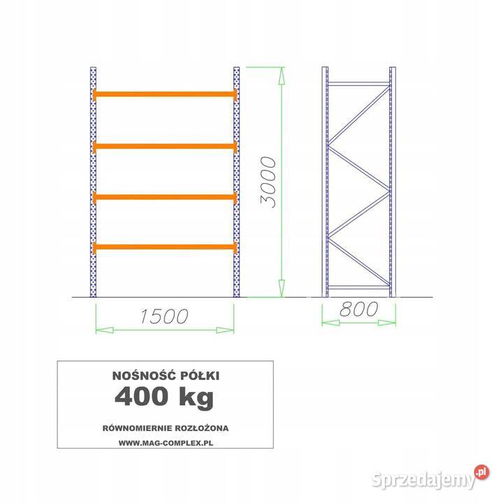 REGAŁ METALOWY MAGAZYNOWY WYTRZYMAŁY MOCNY MRC23 pomorskie