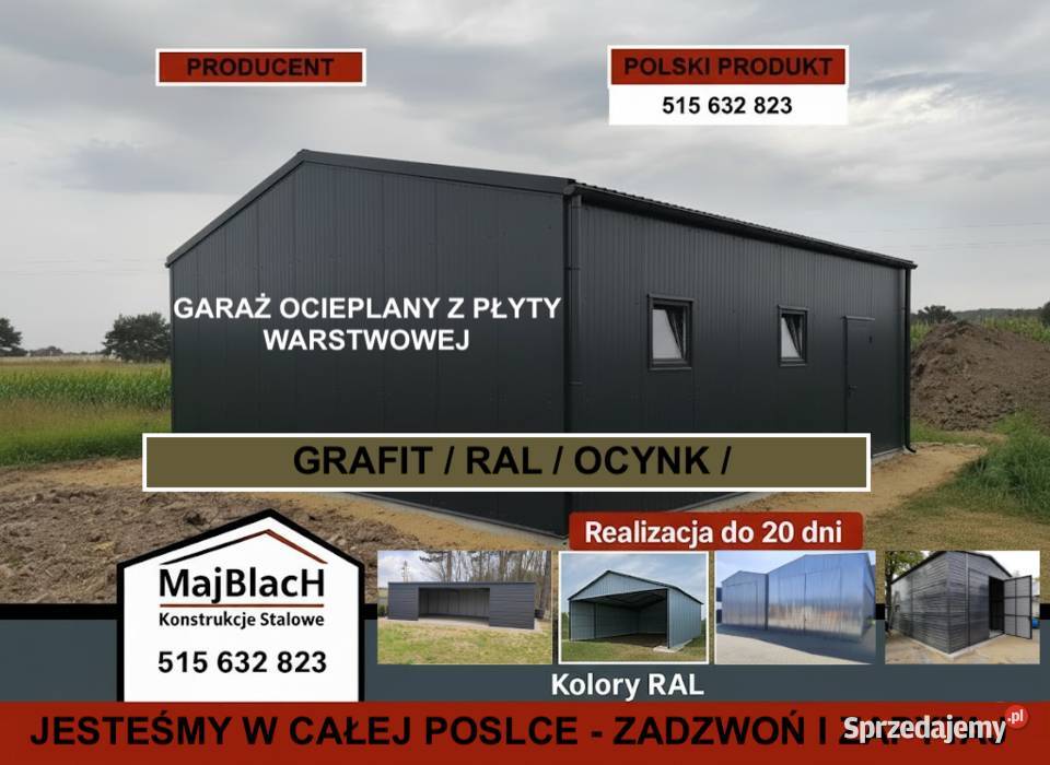 Garaż Blaszany ZŁOTY DĄB Drewnopodobny Hala Sprzedaż Jędrzejów
