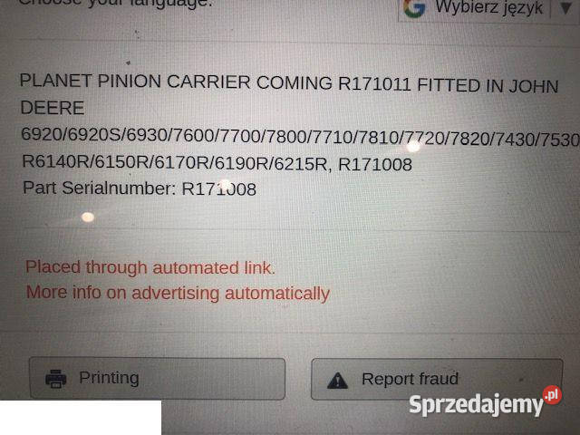 John Deere r171008 Skrzynia Power Quad Jastrzębniki sprzedam