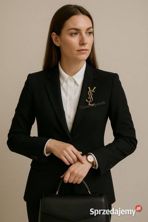 Broszka YSL Yves Saint Laurent srebrna 7