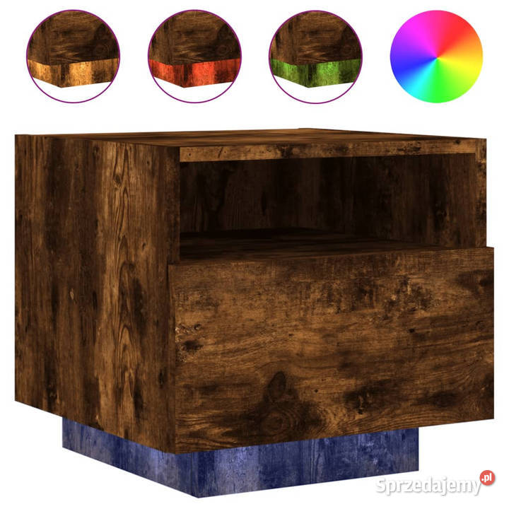 Szafki nocne z LED 2 przydymiony dąb 40x39x37 Warszawa