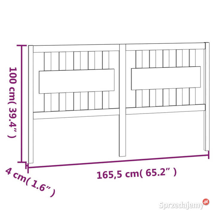 Wezgłowie łóżka białe 1655x4x100 lite drewno