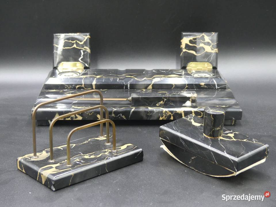 Piękny duży przybornik kałamarz garnitur na