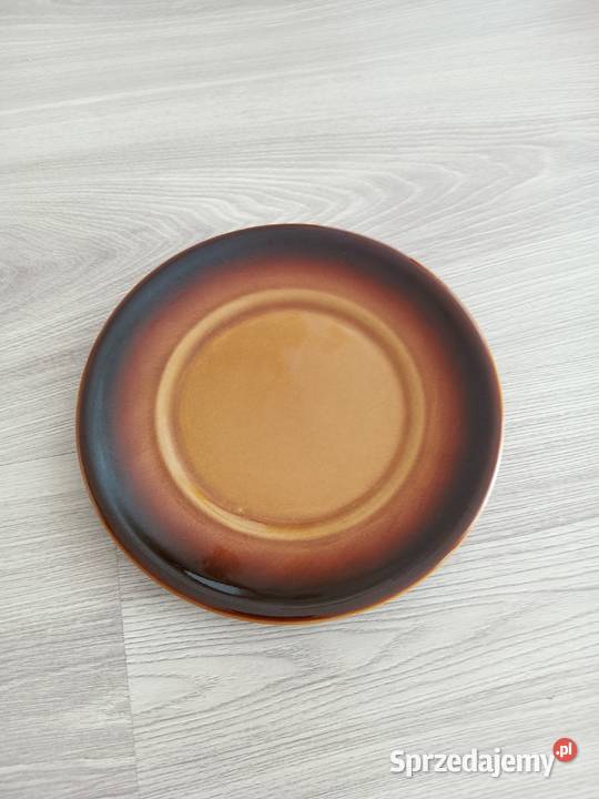 Brązowy talerzyk deserowy Porcelit Tułowice PRL małopolskie Kraków