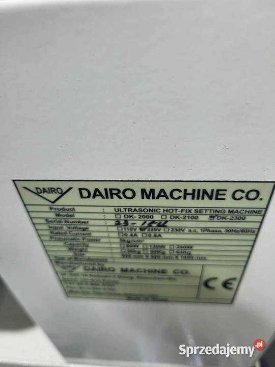MASZYNA DO WKLEJANIA DŻETÓW DAIRO DK2300 Bydgoszcz