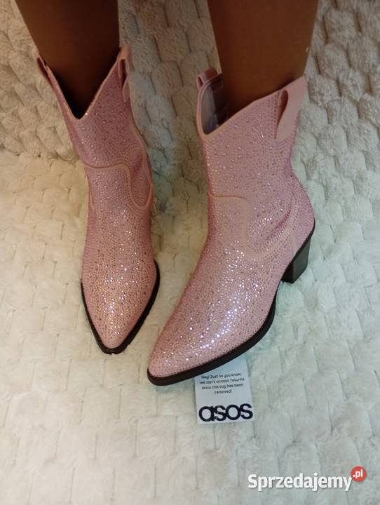 40 Asos Design Różowe bogato zdobione botki różowy Półbuty Kraków