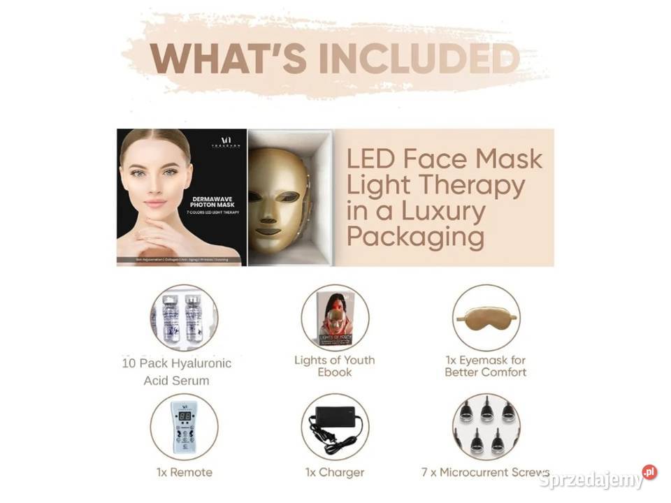 Maska Do Twarzy Z Terapią Światłem LED Dermawave Sprzęt i urządzenia do masażu Częstochowa