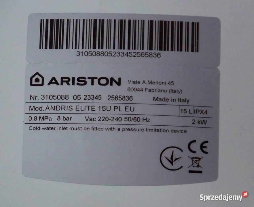 ARISTON Bojler elektryczny nadumywalkowy 15L Sandomierz