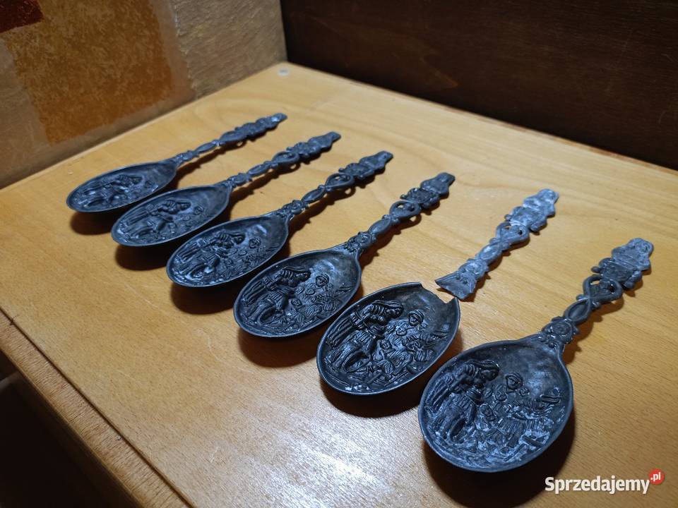 Łyżki ozdobne z cyny 6 Nowa Sól