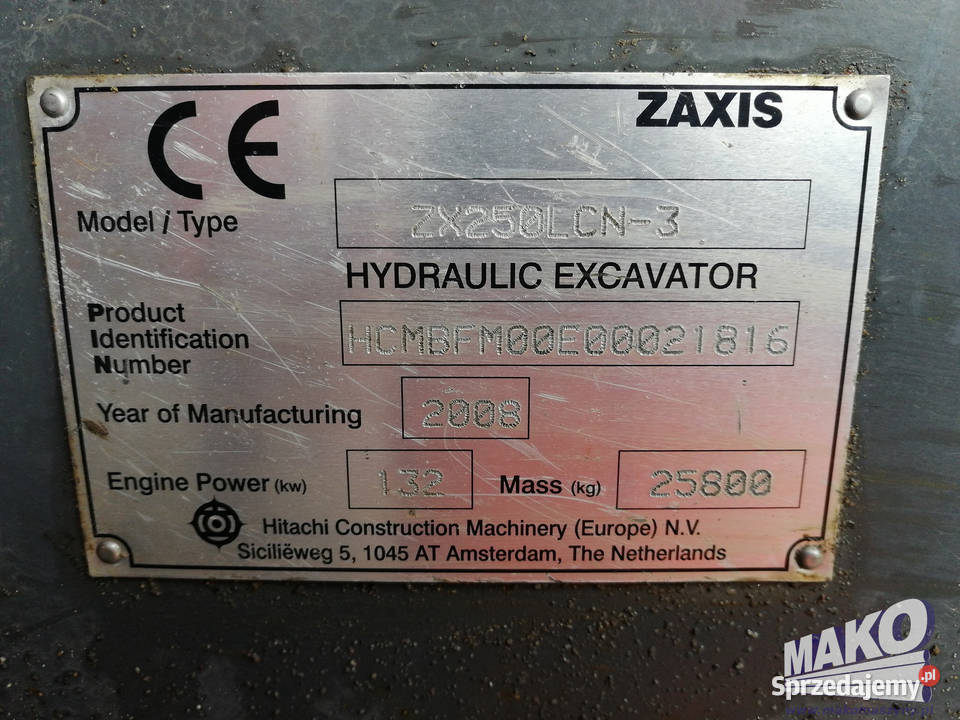 Koparka gąsienicowa HITACHI ZX 250 LCN-3 Ostrowiec Świętokrzyski