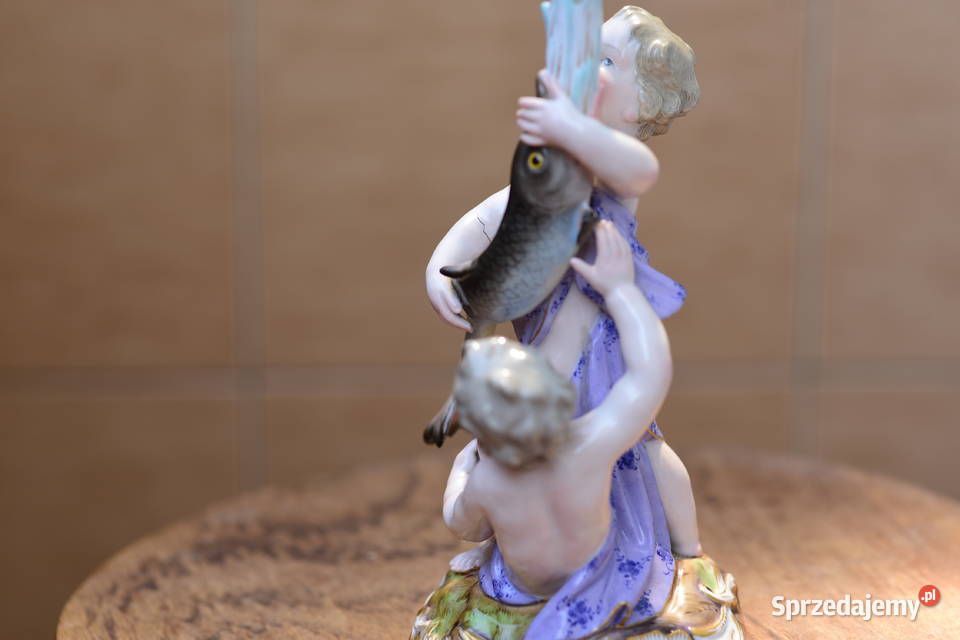 Meissen Porcelanowa Figurka z Dwoma Cherubami i Nysa