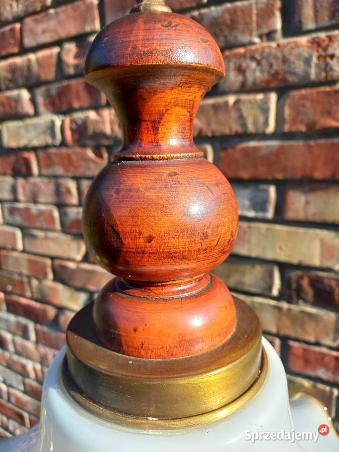 Żyrandol drewniany holenderski Szklany klosz 514 Gawroniec
