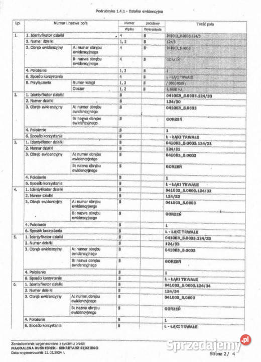 Działki pod budownictwo mieszkaniowe na kujawsko-pomorskie Gorzeń