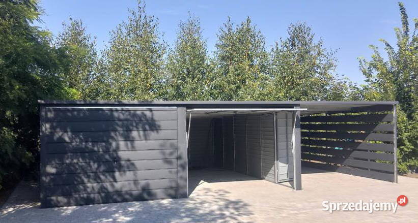 GARAŻ BLASZANY 6m x 6m WIATA 3m SPAD TYŁ 2xBRAMA Domki narzędziowe Łapanów sprzedam