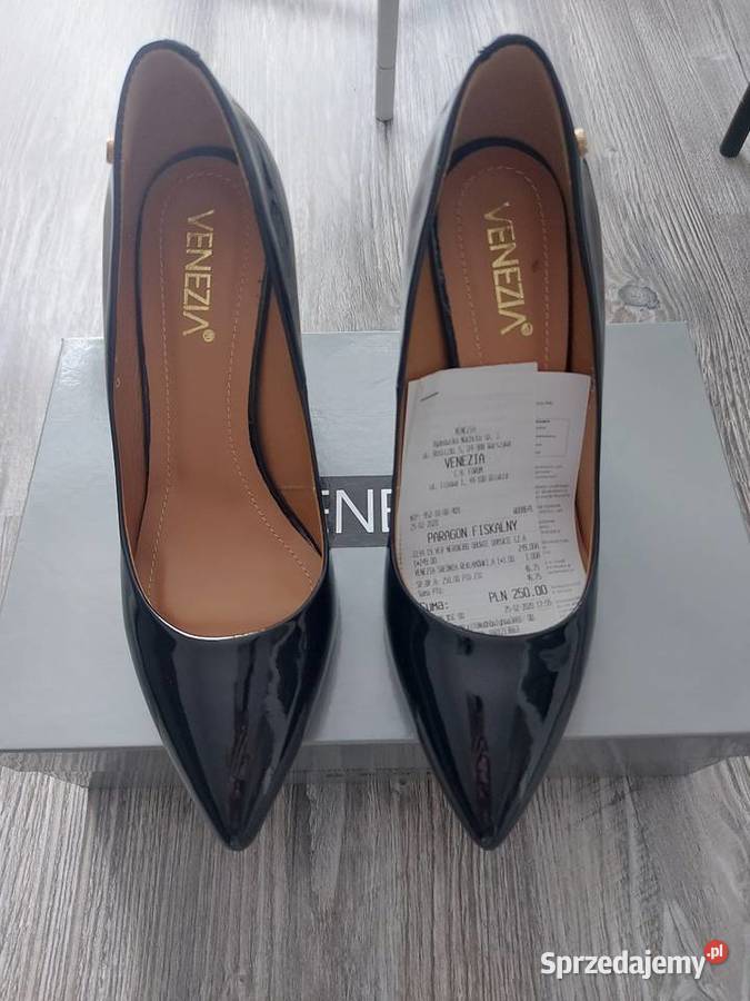 Buty szpilki lakierki czarne Czółenka Katowice