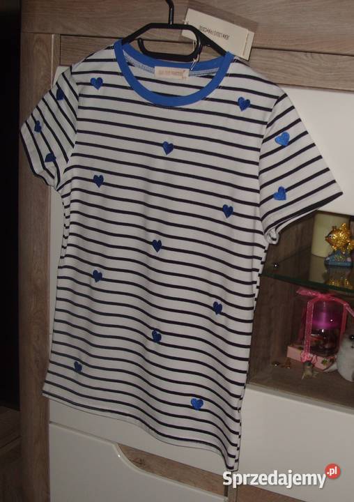 TSHIRT biały w czarne paseczki Chabrowe Rawicz