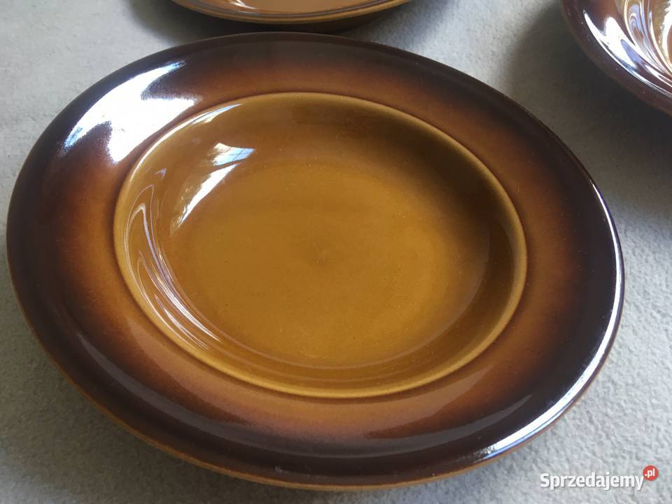 Stare talerze głębokie PRL ceramika kamionka zachodniopomorskie Kołobrzeg