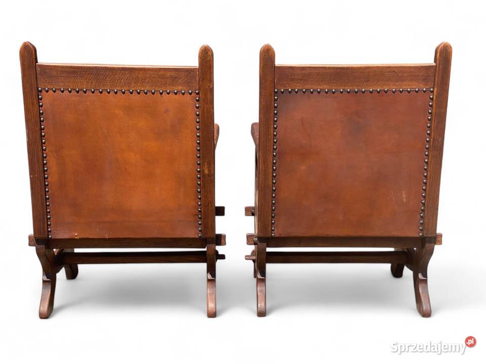 Stary dębowy komplet wypoczynkowy skóra Gryfice sprzedam