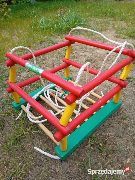 Huśtawka drewniana szczebelkowa kolorowa Topola Wielka