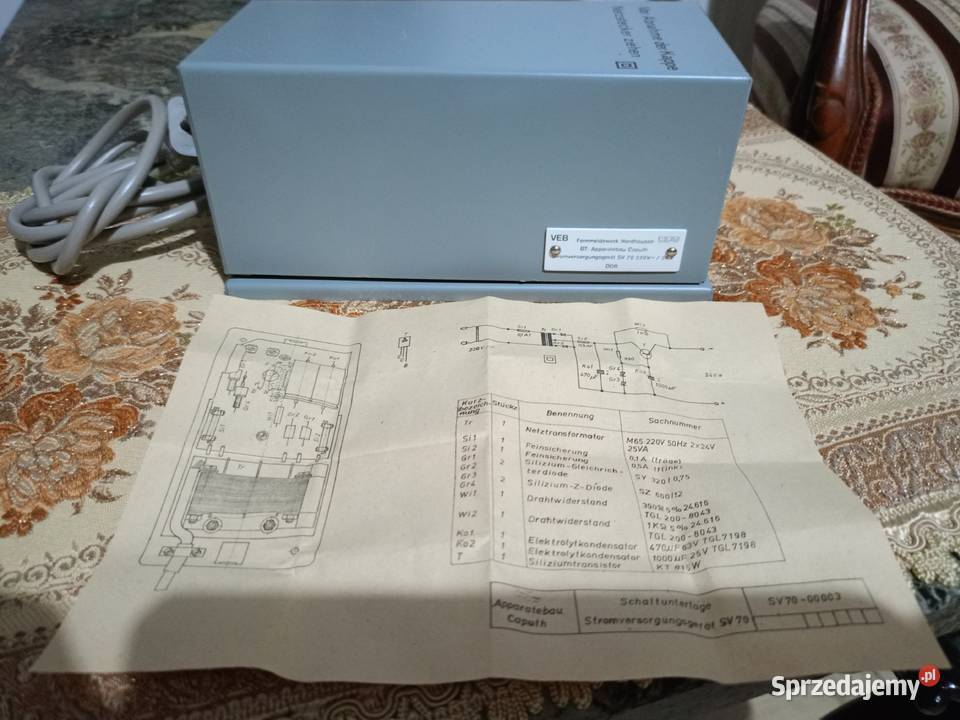 Zabytkowy Zasilacz 24 V RFT DDR Vintage Drawski Młyn