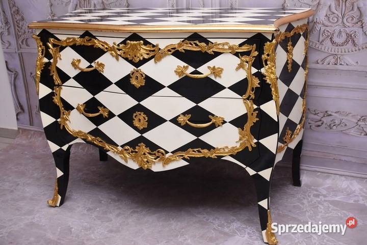 Królewska Biało Czarna Komoda Vintage Szafa