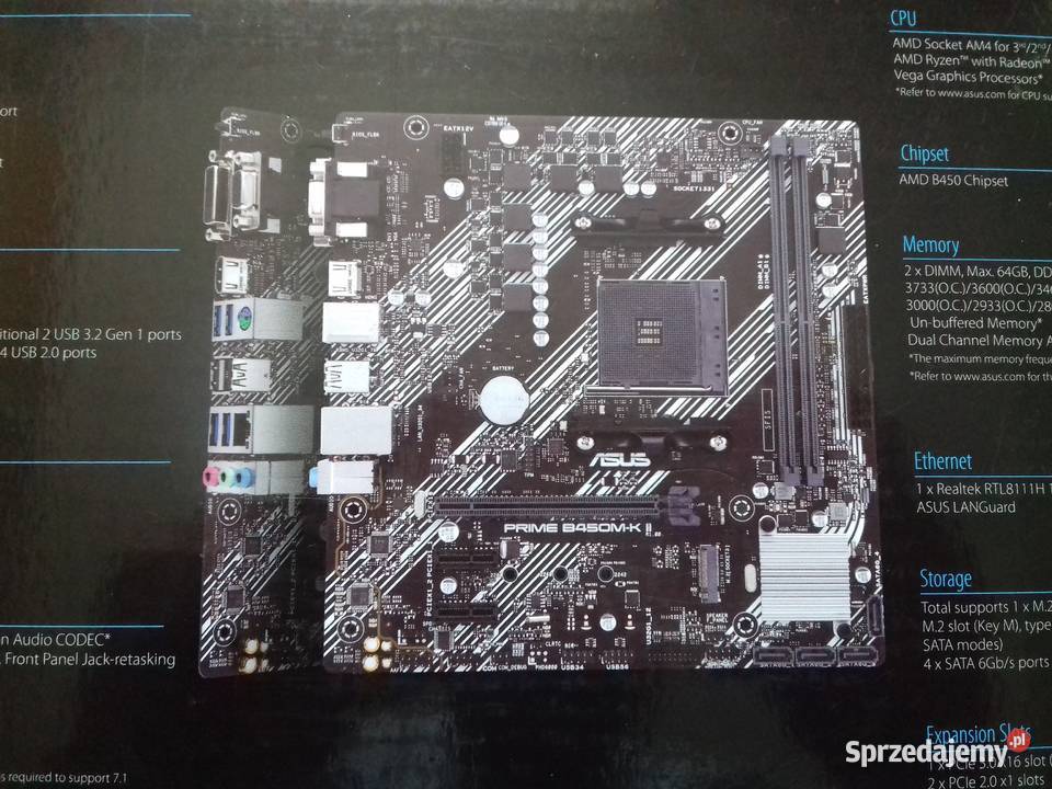 Pudełko płyty głównej ATX Asus Prime B450MKII Bydgoszcz