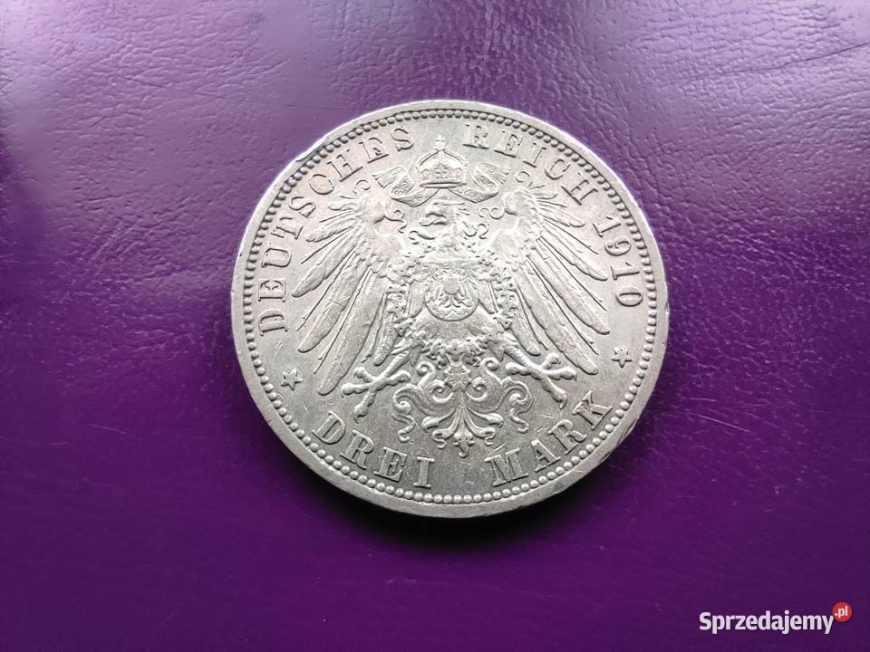 Moneta PRUSY 3 MARKI 1910 A Srebro Rzadkość Pruszków