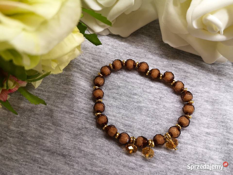 Bransoletka damska z brązowymi szklanymi Kielce