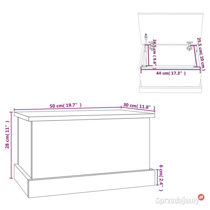 Skrzynia dąb sonoma 50x30x28 materiał Warszawa
