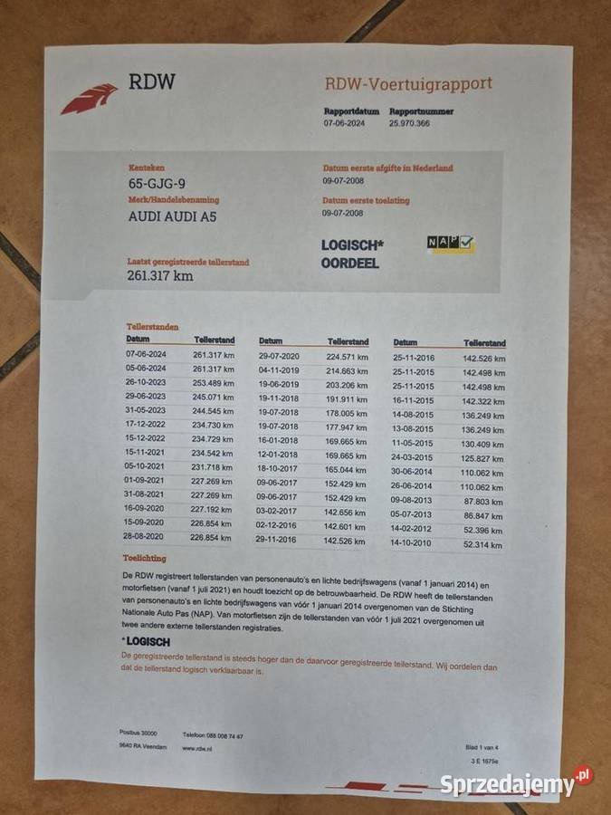 PISEMNA GWARANCJA PRZEBIEGU 30 TDI COUPE 4X4 241 pomorskie