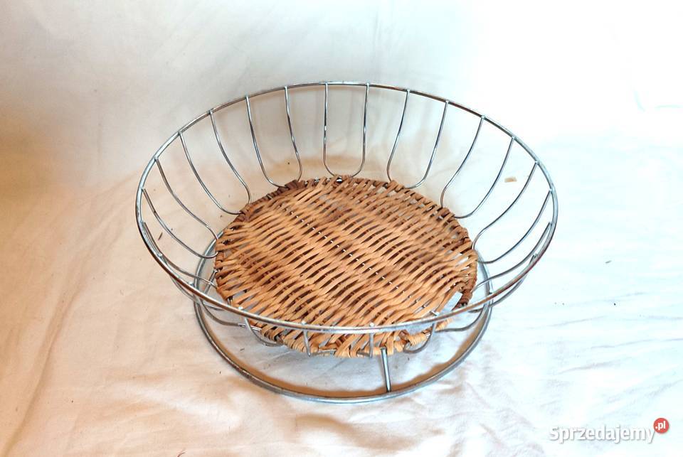 Koszyk na owoce metalowy z wiklinowym ratanowym Pozostałe Gdańsk