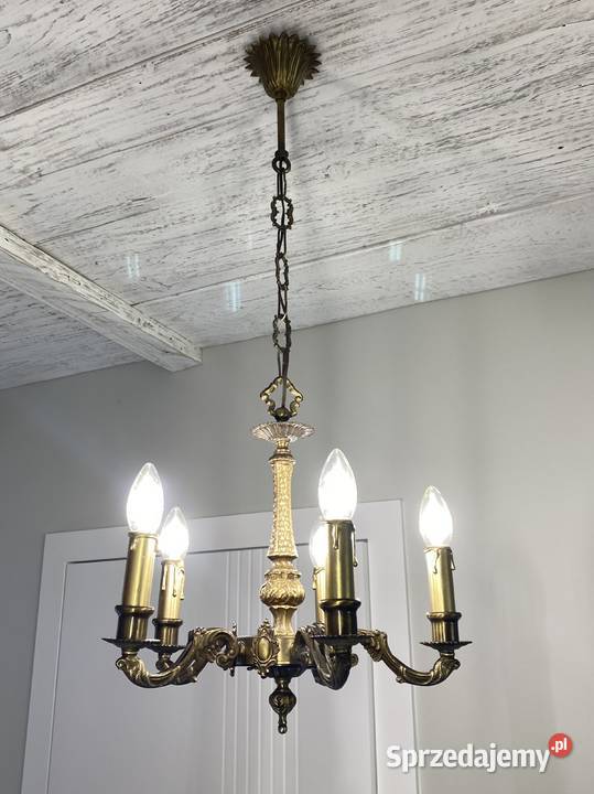 Francuski antyczny Żyrandol 19 mosiądz wielkopolskie Poznań