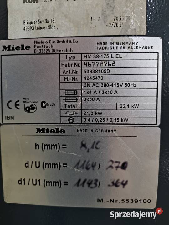Magiel nieckowy Miele HM 38175 L EL elektryczny Kęty