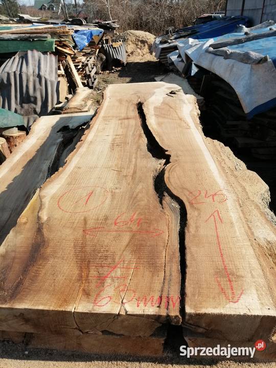 monolit dąb 245x65x65 stolik kawowy live edge