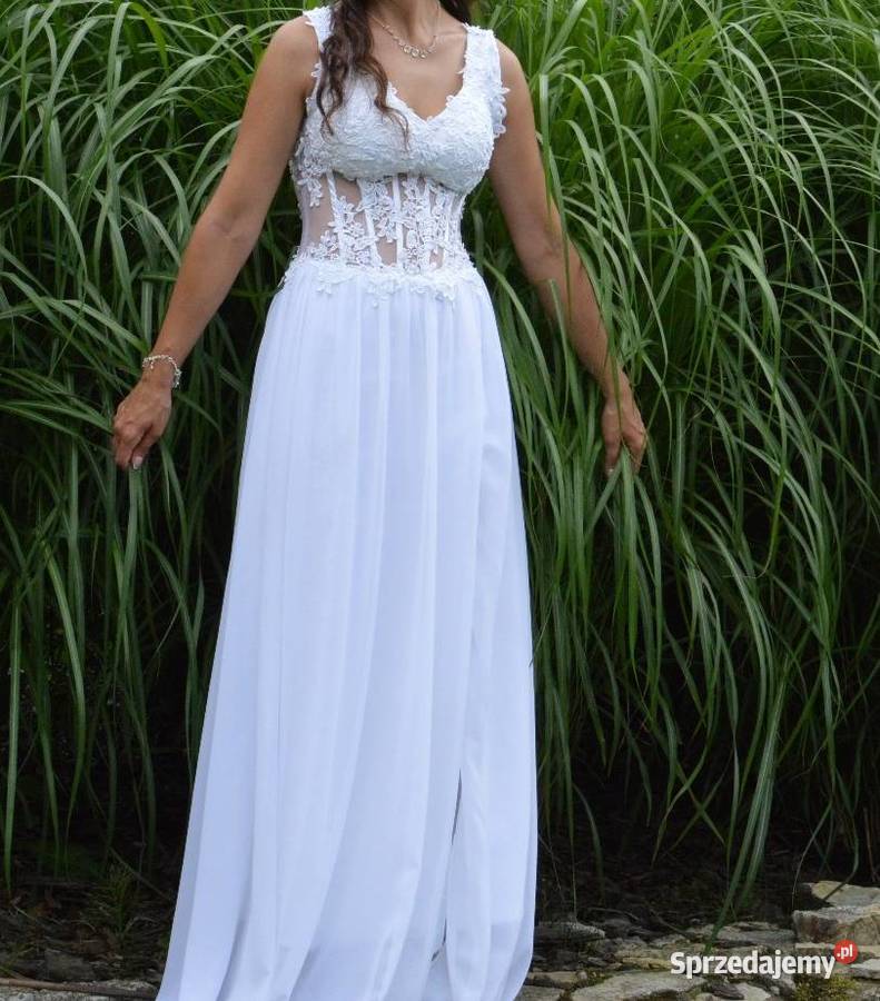 Sukienka ślubna biała Odzież ślubna Kobiór