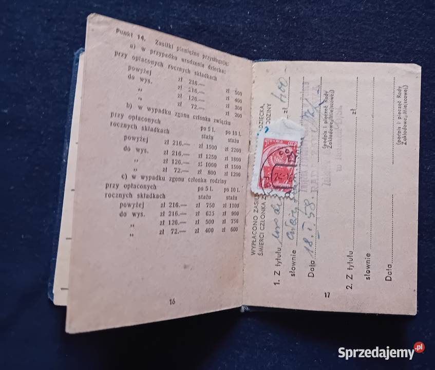 Legitymacja Związku Zawodowego Górników 1956 r Koźminek
