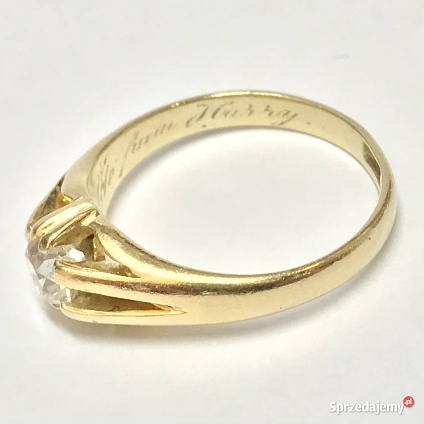 Złoty PIERŚCIONEK 750 18K z DIAMENTEM w starym Warszawa sprzedam