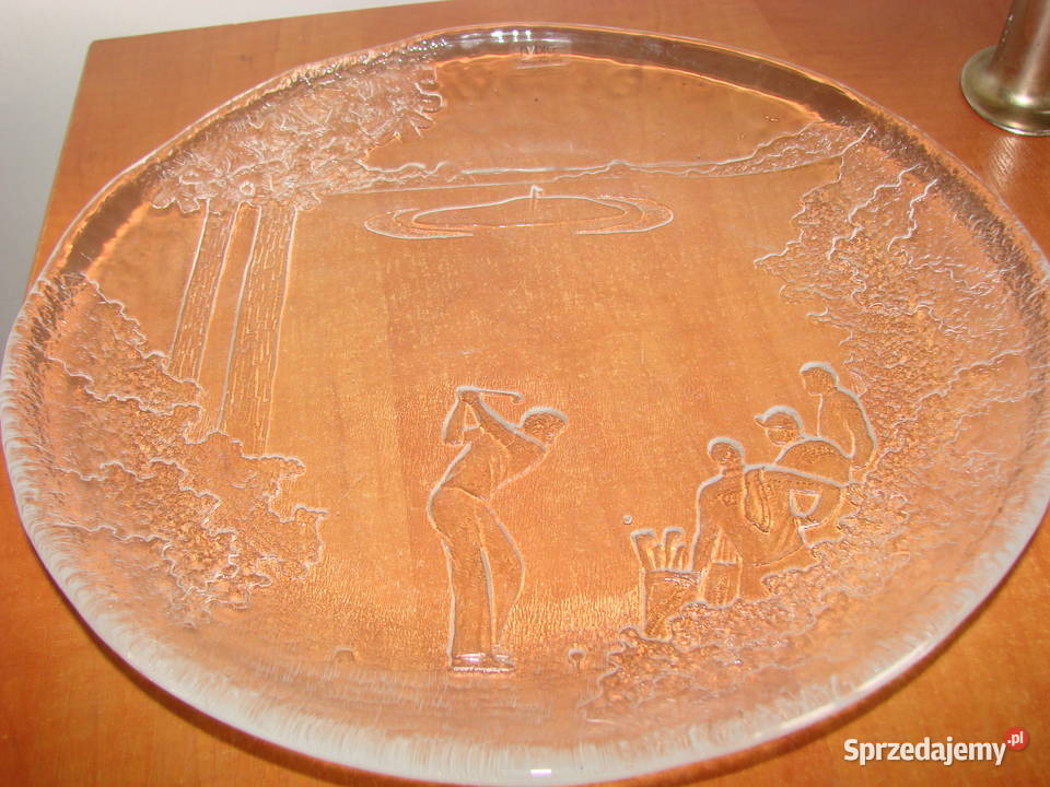 Tenisiści kryształowy talerz Nybro design Paul Pruszcz Gdański