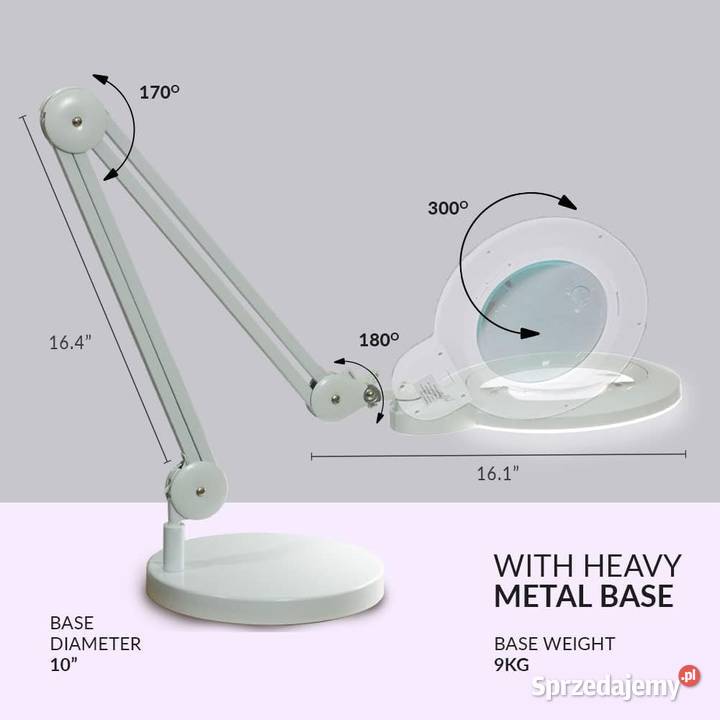 Lampa z lupą LED 1600 lm 18 5D20D ramię 360 Pozostałe Myszyniec sprzedam