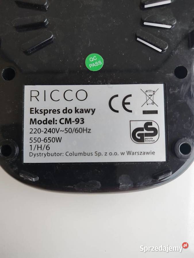 Włącznik do ekspresu do kawy RICCO Model 93 sprzedam