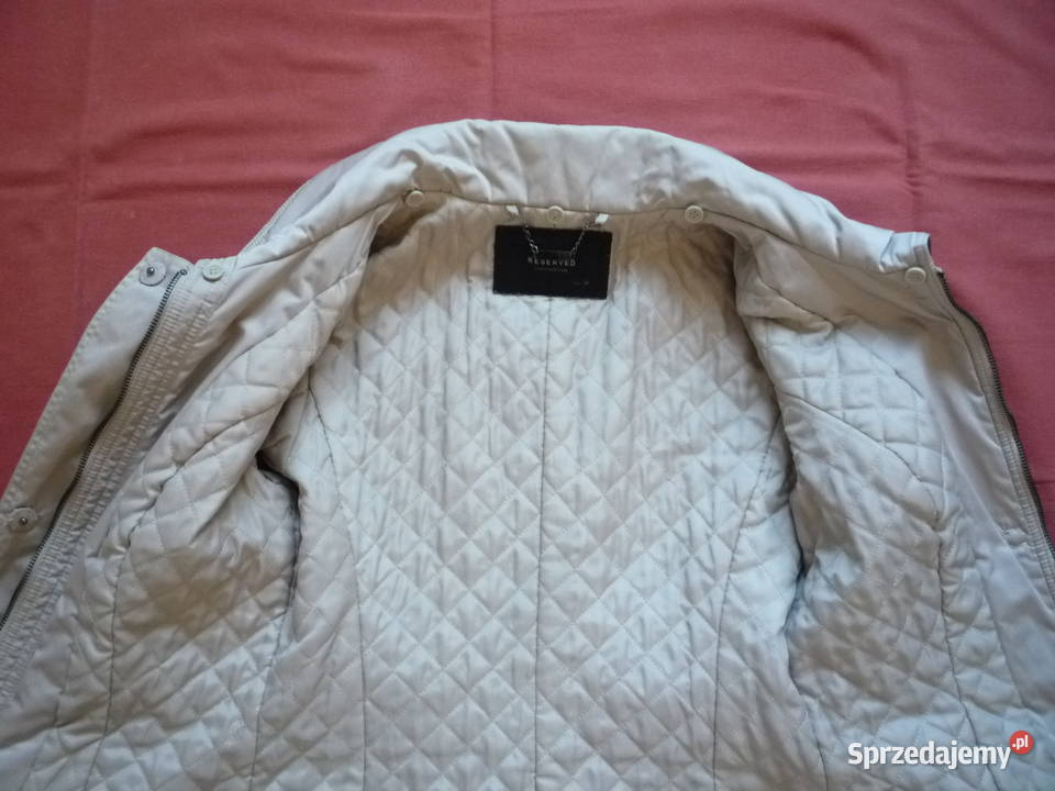 Reserved 3638 Beżowy płaszcz przejściowy lekko brązowy/beżowy Szczecin