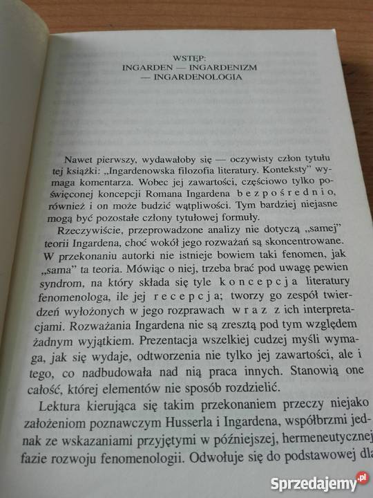 Ingardenowska filozofia literatury konteksty Książki naukowe i popularnonaukowe Gdańsk