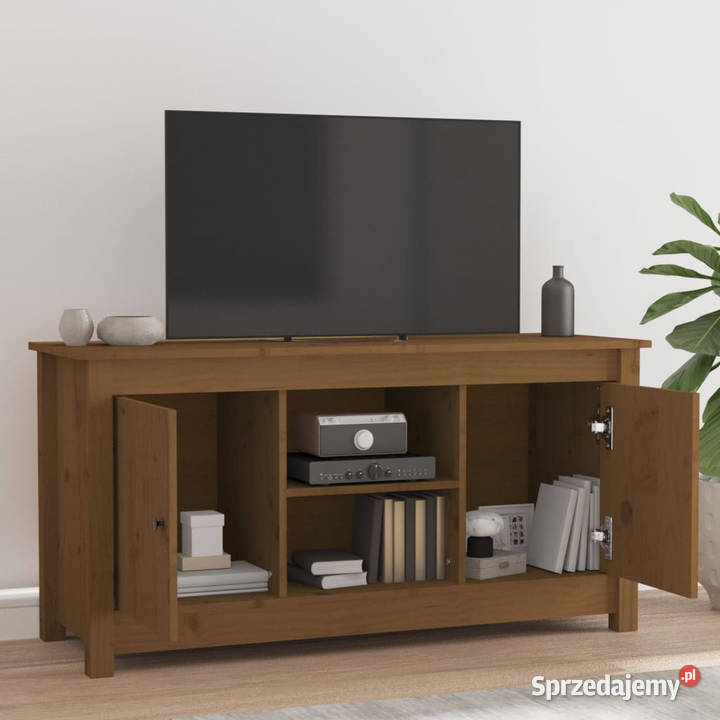 Szafka pod TV miodowy brąz 103x365x52 drewno RTV Warszawa