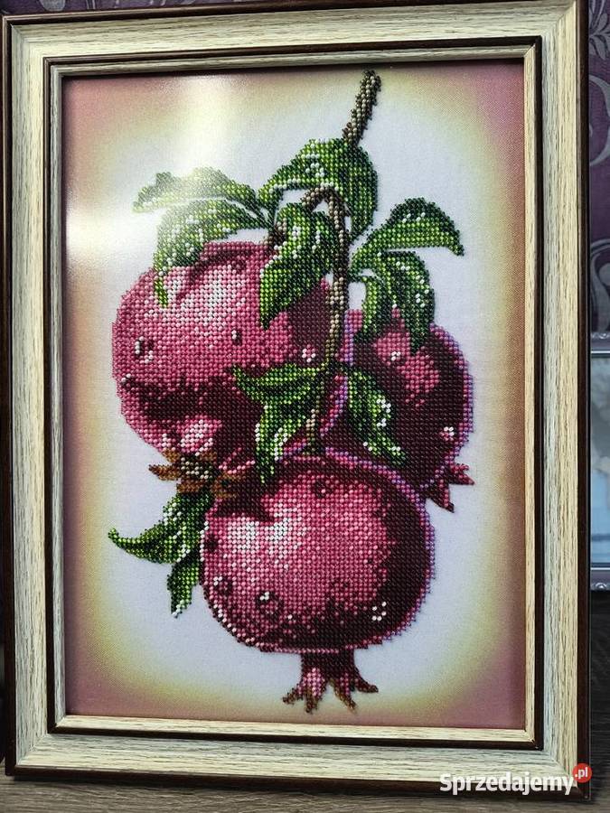 Obraz haftowany koralikami czerwony Gdańsk