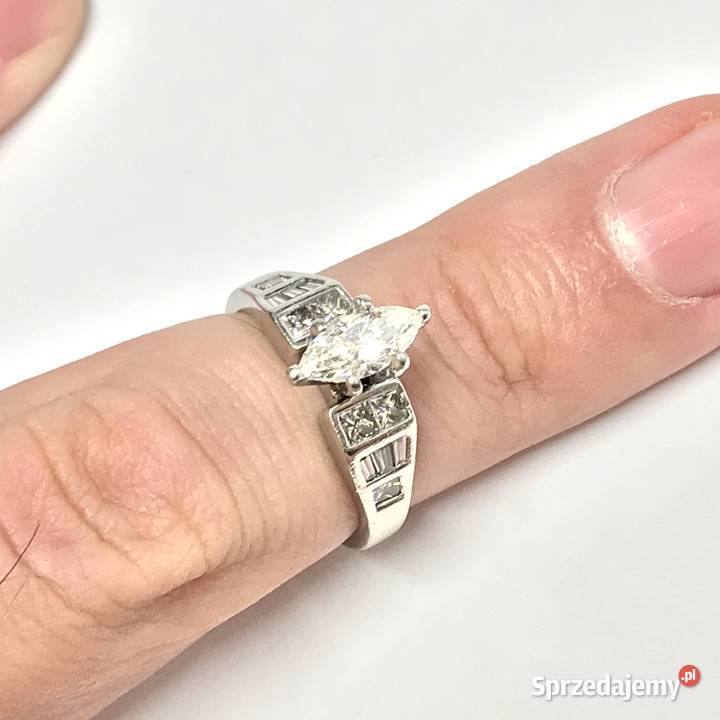 Platynowy PIERŚCIONEK Art Dco BRYLANTY 15ct Warszawa